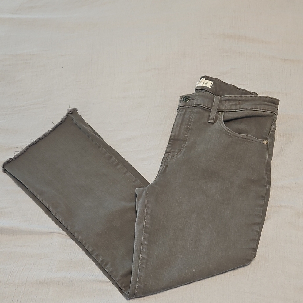 Madewell Women's Mid-Rise Kick Out Jeans - Army Green Size 29